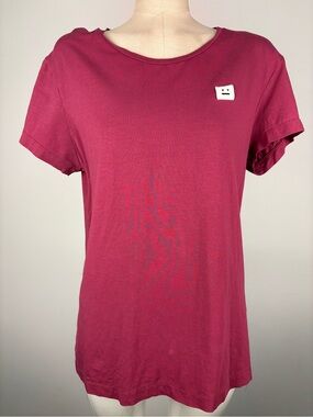 Acne Studios Nash Face Patch Tee - Burgundy Red T-Shirt M